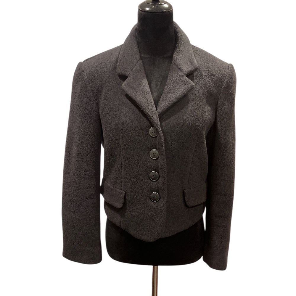 Vintage Express Tailleur Campagnie Internationale Black Fleece Cropped Blazer S